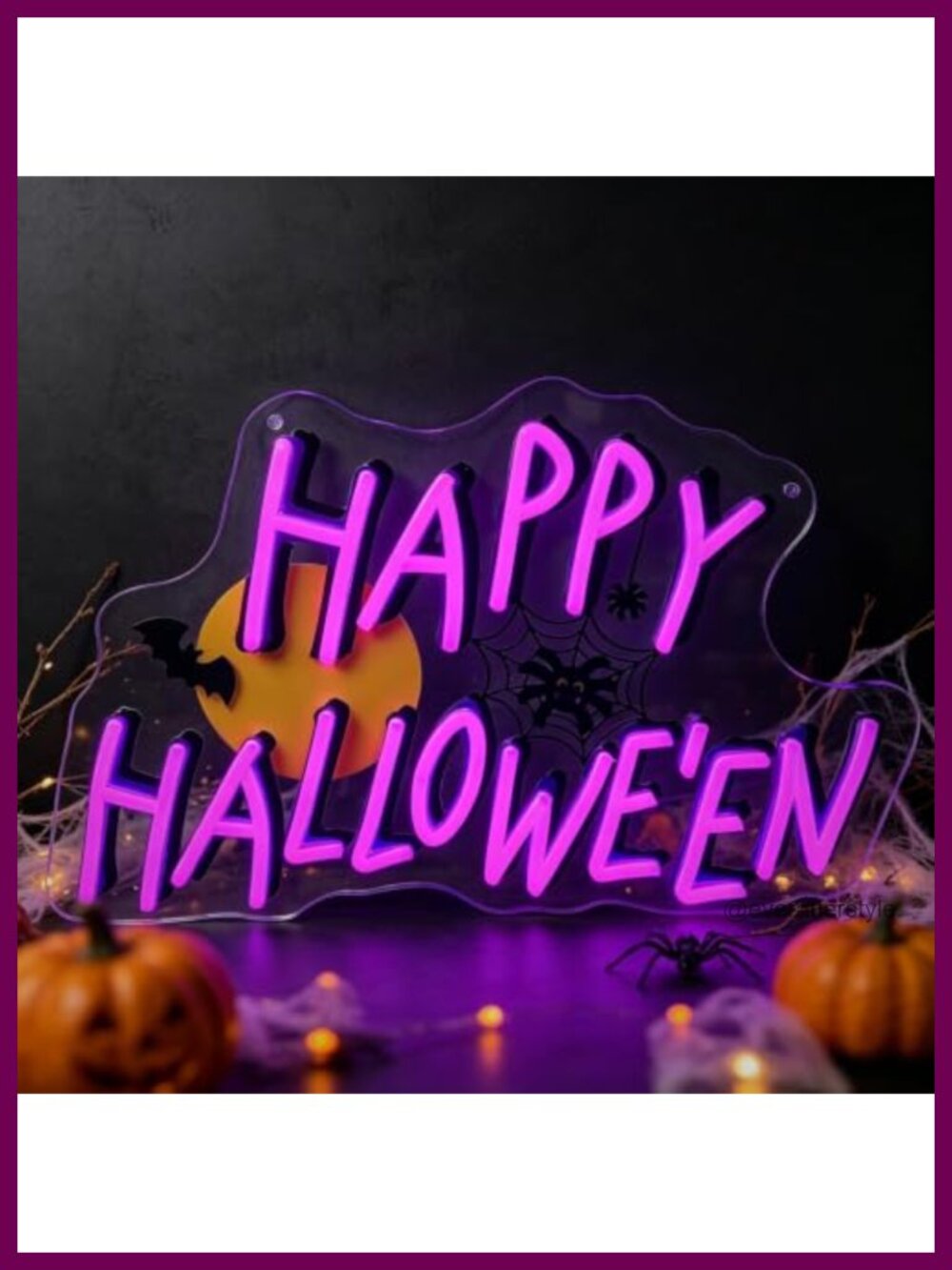 Happy Halloween Neon Sign LED Wall Decor USB Dimmable with Mounting Kit